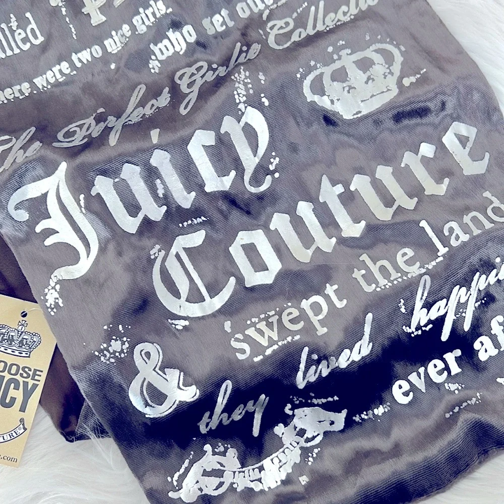 Juicy Couture Vintage Rare crushed velvet scarf with Iconic Fairytale script